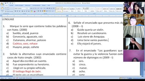 Ejercicios De Diptongo Triptongo Y Hiato Youtube