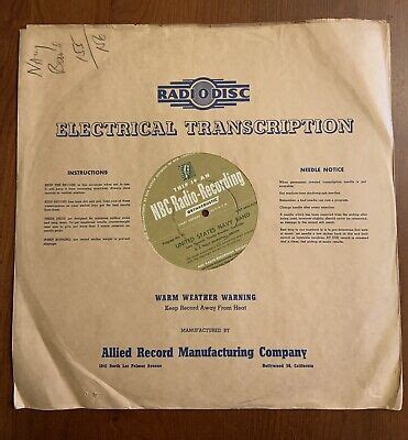 Transcription Disc Nbc Radio Recording United States Navy Band