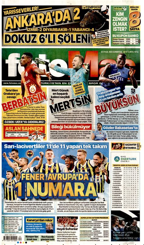 Fotomaç Gazetesi Fotomaç Manşet Oku Haberler 23 Eylül 2023