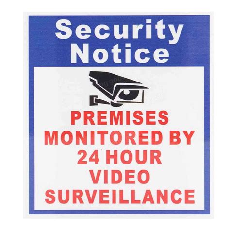 X Premises Protected By Hour Video Surveillance Sign Sticker