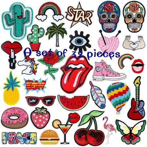 32pcsset Iron On Patches For Clothes Jean Jackets Embroidery Patch