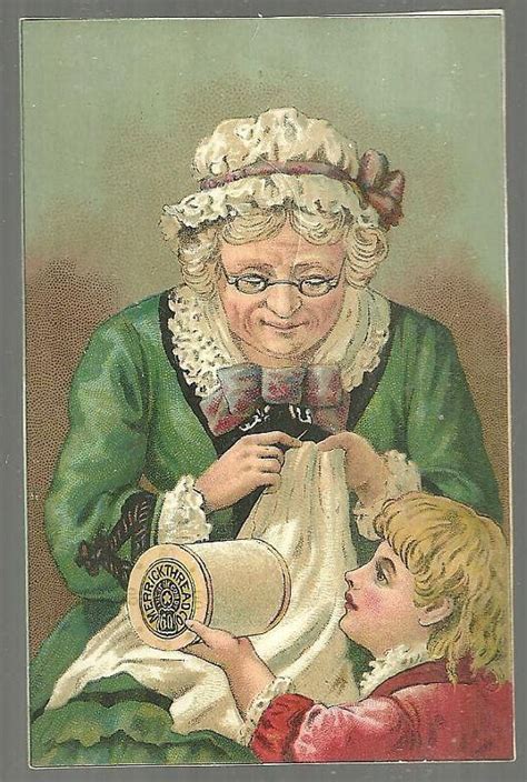 Victorian Trade Card For Merrick Thread Co With Grandma And Young