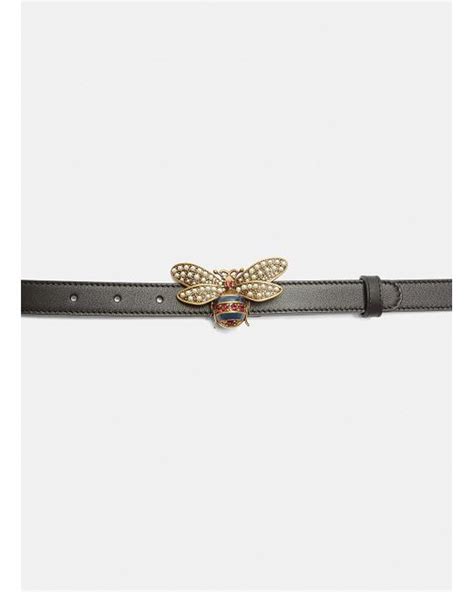 Gucci Bee Belt In Black in Black | Lyst