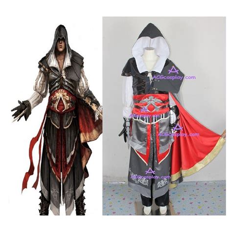 Assassins Creed Ii Ezio Black Cosplay Costume Top Quality Include Buckle