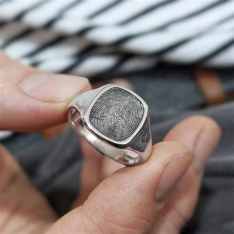 Silver Fingerprint Signet Ring Etsy