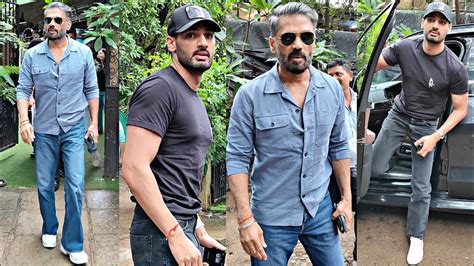 Father And Son Duo Suniel Shetty Ahan Shetty Spotted After