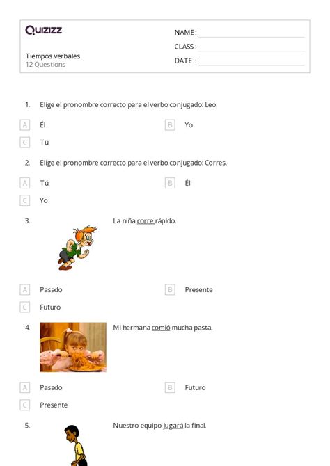 50 Verbales Hojas De Trabajo Para Grado 3 En Quizizz Gratis E Imprimible