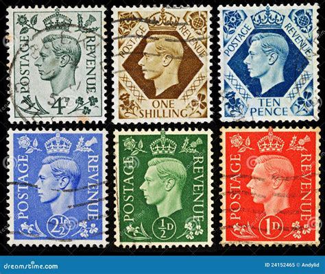 Vintage British Postage Stamps Editorial Image - Image of crown ...