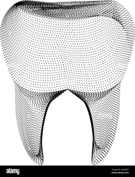 Tooth Silhouette Consisting Of Black Dots And Particles 3d Vector