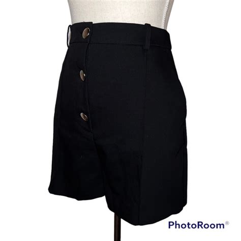 Zara Shorts Zara Gold Button Ultra High Waisted Black Nwt Bermuda