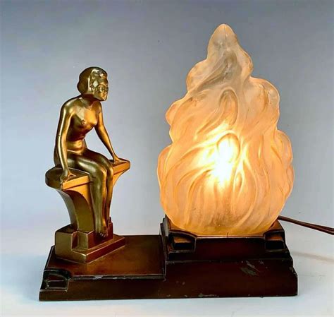 At Auction Art Deco Nuart Nude Girl Lamp C