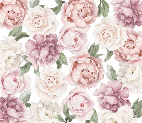 Peon A Y Rosa Floral Wallpaper Mural Etsy Espa A Rose Wallpaper