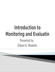 Introduction To Monitoring And Evaluation Pptx Introduction To