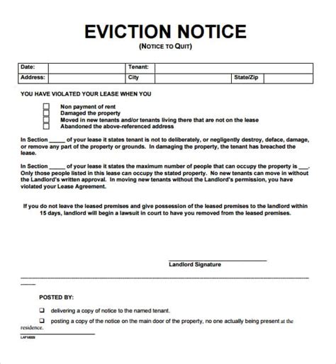 24 Free Eviction Notice Templates Excel Pdf Formats