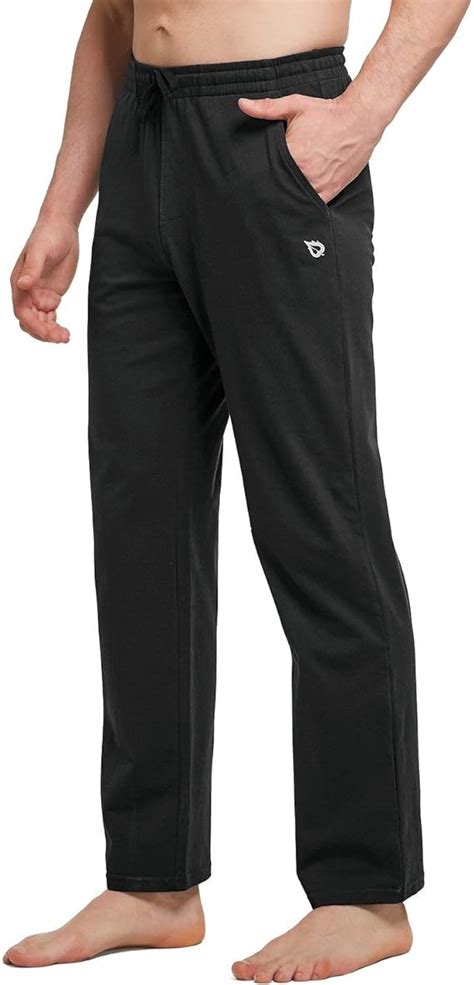 Pudolla Mens Cotton Yoga Sweatpants Athletic Lounge Pants Open Bottom