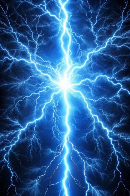 Blue Lightning Abstract Electrical Background Premium Ai Generated Image