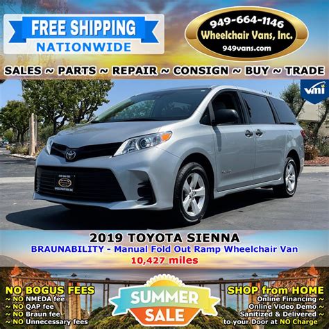 For Sale Toyota Sienna L Braunability Manual Fold Out Ramp Rear