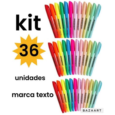 Kit Caneta Marca Texto Masterprint Neon E Tom Pastel Canetas