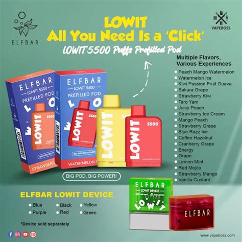 CLOSE POD FLAVOR ELFBAR LOWIT 5500 PREFILLED POD KIT LOWIT POD LOWIT