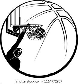 Highlighted Silhouette Line Art Basketball Player Stock Vector Royalty