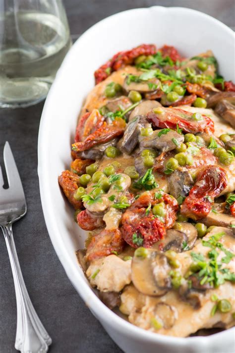 Chicken Marsala With Peas And Sun Dried Tomatoes Queen Of My Kitchen Recipe Chicken Dishes