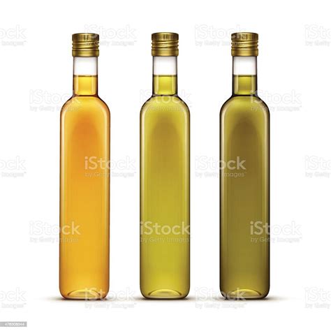 Vector Set Of Olive Or Sunflower Oil Glass Bottles Isolated Stock Illustration Download Image