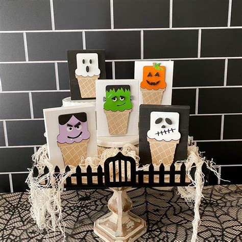 Halloween Ice Cream Cone Signs Halloween Tiered Tray Decor Etsy