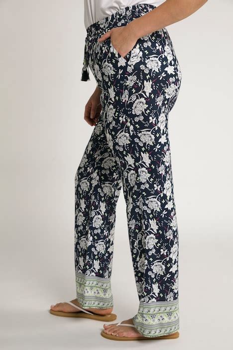 Timeless Floral Print Elastic Waist Wide Leg Rose Fit Pants Sweat