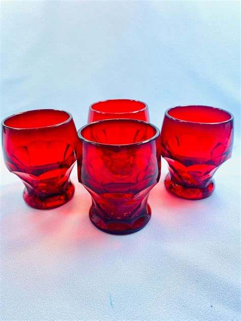 Georgian Ruby Red 8 Oz Tumbler Water Glasses Red Drinking Glasses Juice Whiskey Glasses