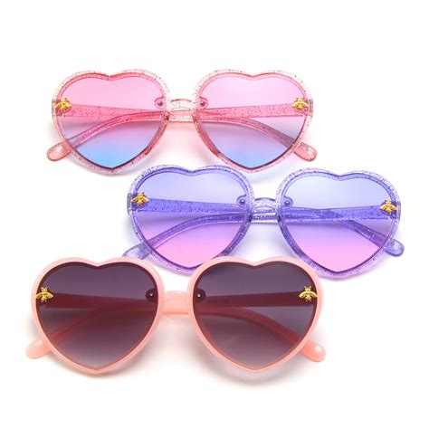 Heart Sunglasses Pink Glitter Cheeky Plum