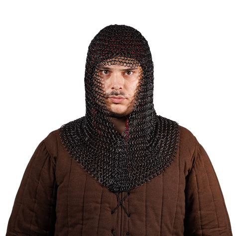 Medieval Renaissance Chainmail Coif Head Armor Black Round Etsy