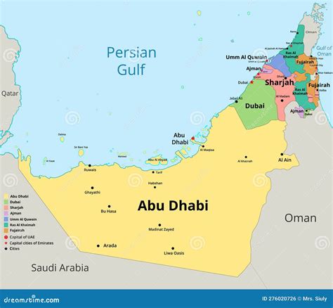 Uae Map With High Details Stock Vector Illustration Of Drawing 276020726