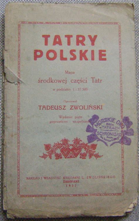 TATRY MAPA ŚRODKOWEJ CZĘŚCI TATR wyd 1927 rok wydanie piąte