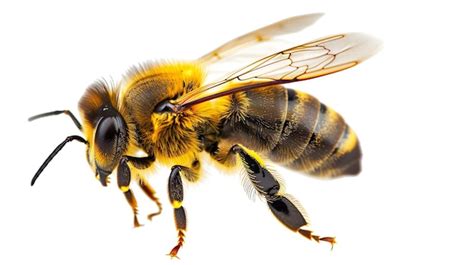 Magn Fica Abeja En Vuelo Sobre Un Fondo Transparente Vector Premium