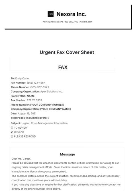 Free Urgent Fax Cover Sheet Template Edit Online And Download