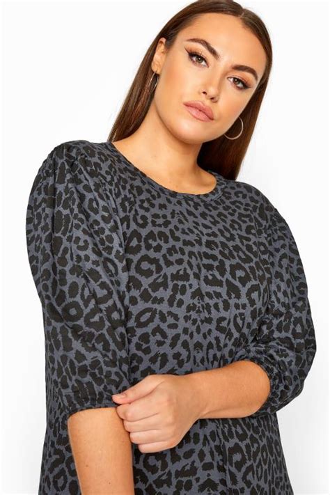 Limited Collection Grey Leopard Print Smock Dress Yours Clothing