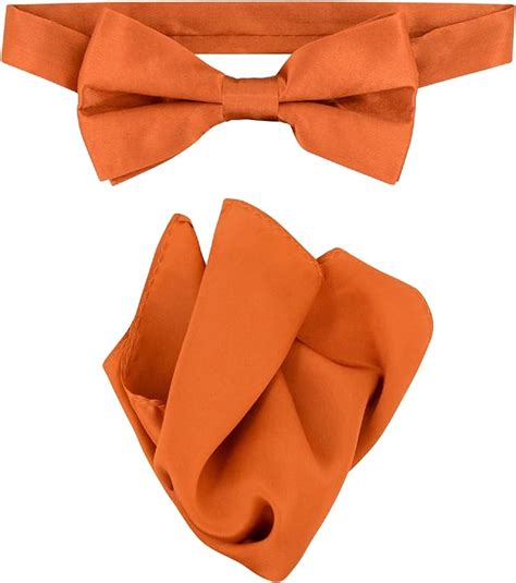 Biagio 100 Silk Bowtie Solid Burnt Orange Color Mens Bow Tie And Handkerchief At Amazon Mens