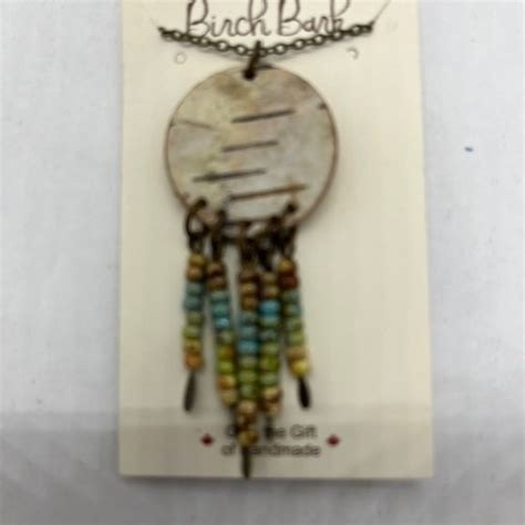 Birch Bark Pendant W Picasso Beads Dry Canyon Collectables