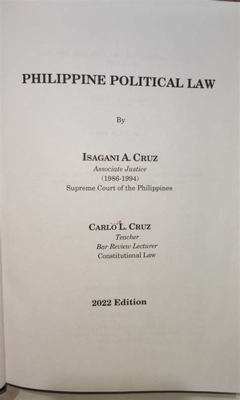 Philippine Political Law By Isagani Cruz Ed Hobbies Toys