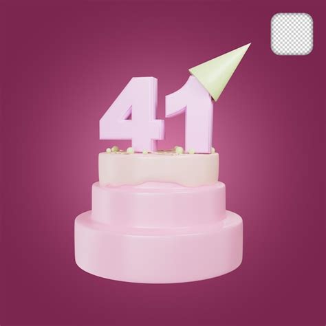 Premium Psd Happy Birthday 41 Year Old 3d Illustration