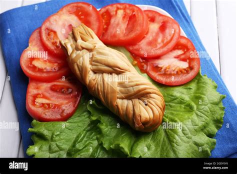 Smoked Braided Cheese Close Up Stock Photo Alamy