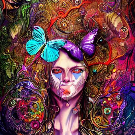 Butterfly Woman Neotribal Psychedelic By Android Jones Stable