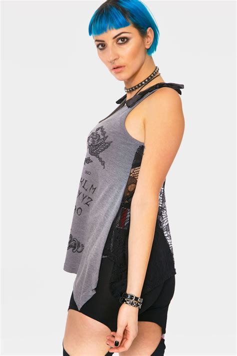 Ouija Board Grey Vest Alternative Clothing Store Gothic Punk