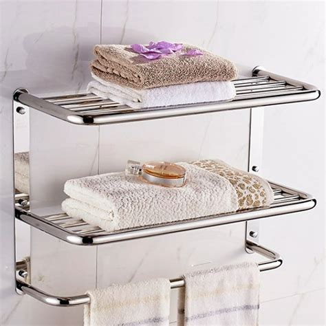 Doact Towel Rack Bathroom Shelf 3‑tier Wall Mounting Rack With Towel