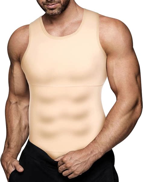 Mens Compression Shirt Slimming Body Shaper Vest Workout Tank Tops Abs