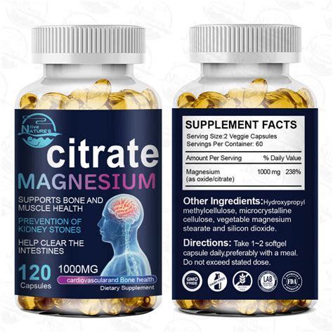 Magnesium Citrate Mg Capsules Super Strong Effective Vegan Capsules