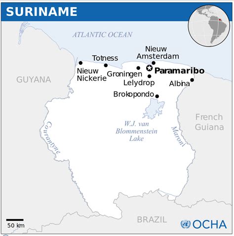 Suriname Map and Suriname Satellite Images