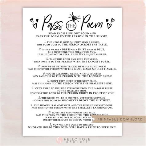 Bridal Shower Poems Printable Bridal Shower Games Wedding Shower