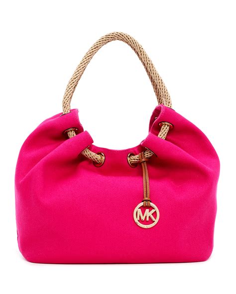 Lyst Michael Michael Kors Large Marina Canvas Shoulder Tote Bag In Pink