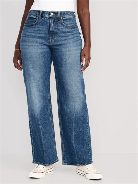 Curvy Extra High Waisted Sky Hi Wide Leg Jeans For Women Old Navy